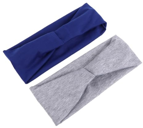 VILLFUL 2 Stück Baumwoll Stirnband Damen mit Knopf für Yoga und Sport Elastisches Breites Kopftuch zur Ohrenschutz Vermeidung von Masken Ohrenschlaufen