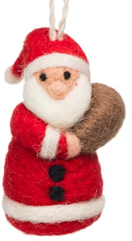 SIKORA Filz Anhänger hangemachter Christbaumschmuck aus Wollfilz Deko Figur Weihnachten Ornament - Handmade in Nepal, Farbe:Weihnachtsmann 9cm - FZ17