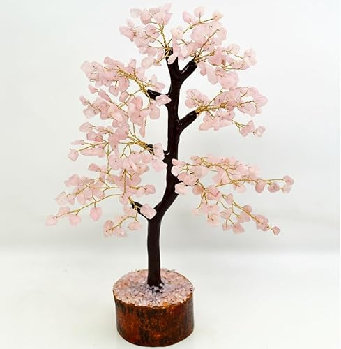 INKANAT Albero di quarzo rosa - Albero Feng Shui 300 Pietre - Albero della Vita Decorativo - Energia Amore e Armonia - Ornamento Minerale Artigianale per Casa e Ufficio