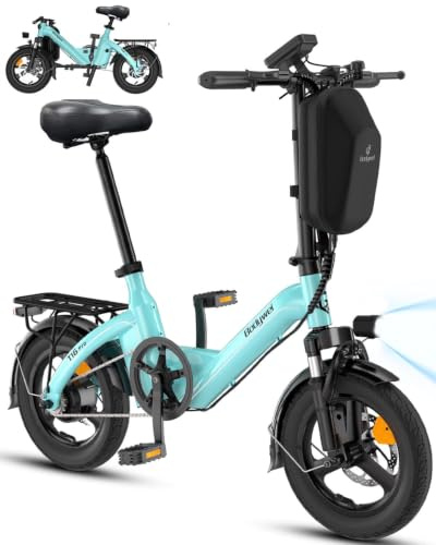 Bodywel T16Pro Bici Elettrica Pieghevole 14 Leggera Adulti/Ragazzi, Batteria 36V 10Ah + Motore 250W, 3 Velocità, Display LED 4.5, Preassemblata 90% per Città