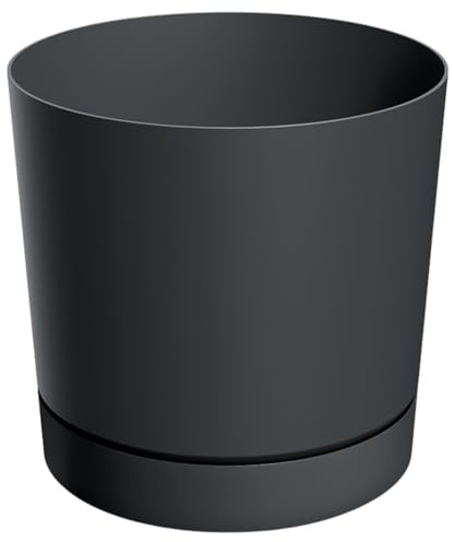 B2C Plant Pots Indoor Outdoor Plastic Marble Concrete Flowerpot Small Medium Large Tubo 5 Colours (Dark Grey, 40 cm)
