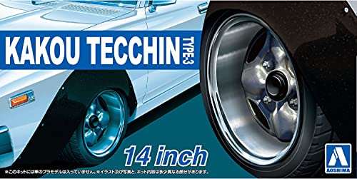 Aoshima 54697 78 1/24 Kakou TECCHIN Type-3 14inch Tire & Wheel Set