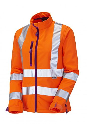 Leo Workwear Honeywell SJL01 Hi-Vis Stretch Polyester Twill Ladies Softshell Jacket, XL, Orange
