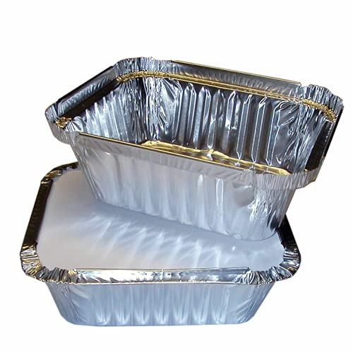 Ayn Al Madina Aluminum Foil Food Storage Containers with Lids Pack of 100 - No1 (12.2 x 10 x 3.3cm), Mini Loaf Pans, Oven Trays - Food Container for Meal Prep, Takeaway, and Airfryer Cooking