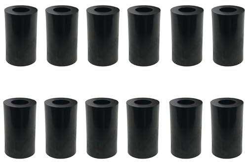 M6 x 30mm Black Nylon Spacers and Standoff Washers for M3, M4, M5, M6, M8 Screws, Lengths 3mm to 30mm (Pack of 12)