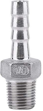 Stainless Steel SS304 Male Thread Pipe Fitting Barb Hose Tail Connector BSP 1/8~3/4 for Chemical, Water Heating, Mechanical Piping(1 Point = 1/8 * 6mm)