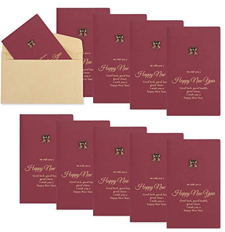 Grußkarte Retro Weihnachtskarte Glückwunschkarte Weihnachten Klappkarte Einladungskarte mit Briefumschlag 10 Stück Dankeskarte Geschenkkarte Faltbar Papierkarte für Neujahr Geburtstag Silvester