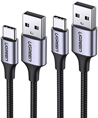 UGREEN Cable USB C de 1 m + 2 m USB a USB C, nailon trenzado, cable de carga compatible con S24 S23 S22 S10 A73 A72 A53 Tab S6 Lite iPhone 15 Pro15 Pro Max P30 Lite Mi 10
