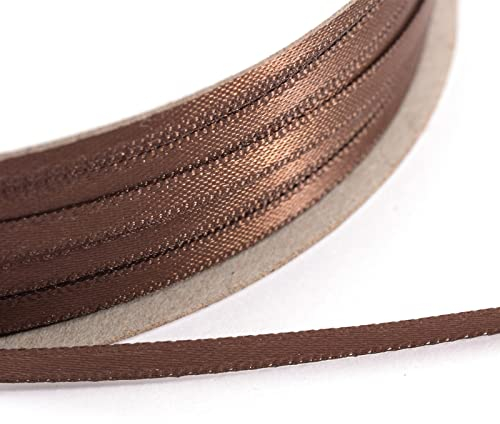 Vaessen Creative Satinband, Braun, 3 mm x 100 m Doppelsatinband, Schleifenband, Dekoband, Geschenkband, Stoffband für Hochzeit, Taufe und Geburtstagsgeschenke