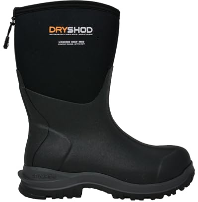 Dryshod Men's Legend MXT Rubber Boots | Waterproof | Mid-Height | Black | Size 10