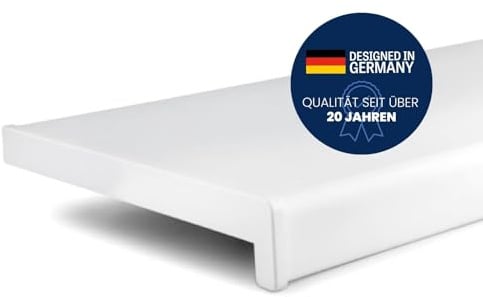 TJ Fensterbank Innen I 10 x 100 cm I weiß I hochwertige PVC Fensterbank mit Seitenabschluss I Fensterbrett kratzfest & feuchtigkeitsundurchlässig I pflegeleichter & langlebiger Fenstersims für Innen