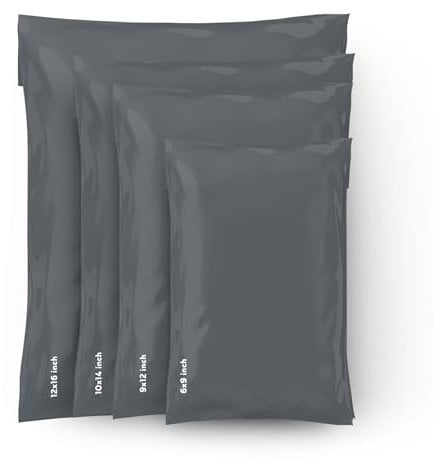 Straame 60 Mixed Size Grey Mailing Postal Bags, Self-Seal Closure Packaging Bags, Delivery Mailing Bag Flexible and Tempered Proof, 4 Sizes Small to Large Postal Bags 15 Each