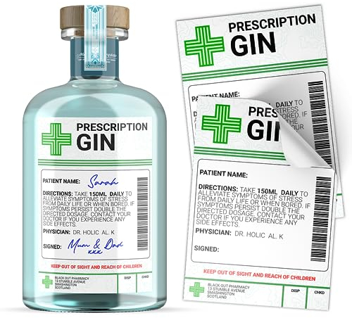 Gin Prescription Medical Alcohol Bottle Gift Funny Drinks Sticker (3)