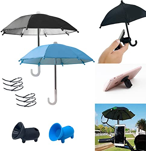 SIEBOLD 2 Stück Mini Handy Regenschirm mit Saugnapfständer,Puppenschirm,Sonnenschirm für Handy,Multifunktion Mini Regenschirm Deko für Outdoor Strand Garten