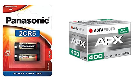 ‎Corp. Panasonic Batterie au Lithium Panasonic 2CR5 6 V - Blister 1 & Agfaphoto APX Pan 400 Pellicule 135/36