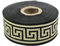 35062 Band mit Jacquard-Bordüre, 3,5 cm breit, schwarz-goldfarben, bestickt, gewebte Bordüre, Vintage-Bordüre