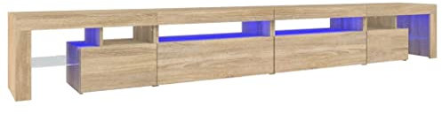 vidaXL Meuble TV avec Lumières LED Centre de Divertissement Rangement Meuble Média Meuble de Salon Salle de Séjour Maison Chêne Sonoma 290x36,5x40 cm