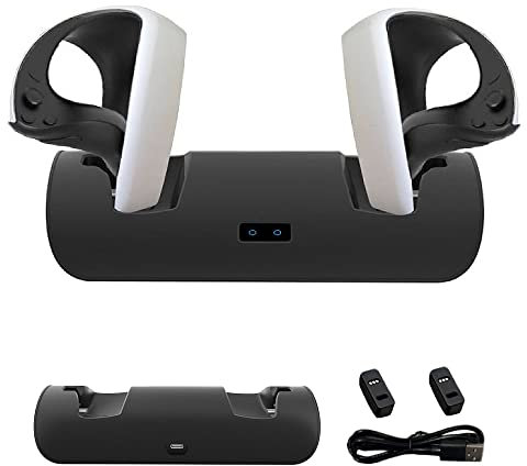 BeisDirect VR Ladestation für PS VR2 Griff Ladestation mit Display Licht und USB-C Kabel Gamepad Easy Charger für PS VR2 Controller Zubehör (Schwarz)
