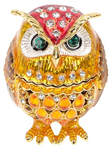 YARNOW Eule Schmuckschatulle Aufklappbare Eulenfigur Eulenringhalter Aufbewahrungsdose Für Schmuck Geschenkbehälter Tierischer Schmuck Eule Schmuckkästchen Legierung Keramik Ohrringhalter