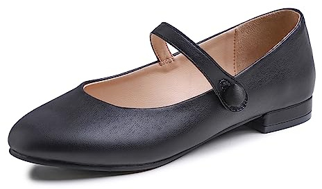 Feversole Mary Jane Lack Damenschuhe Flache Pumps geschlossen Bequeme Schuhe