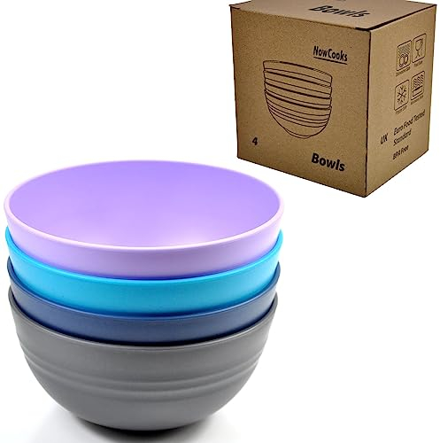 Unbreakable Cereal Bowls, Large Plastic Bowls Set of 4, EU Tested. Lightweight, Dishwasher and Microwave Safe, Ideal for Cereal, Salad, Noddle and Parties (Single) (Ocean, Single)