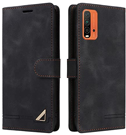 OKZone Kompatibel mit Xiaomi Redmi 9T/9 Power/Poco M3 Hülle, Halterung Standfunktion Kartenfach Wallet Schutzhülle 360 Grad Stoßfest Leder Schutzhülle Handyhülle für Xiaomi Redmi 9T/9 Power (Schwarz)