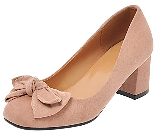 Gicoiz Hommes Femmes Basic Comfy Bout Carré A Enfiler Suède Bloc Pump