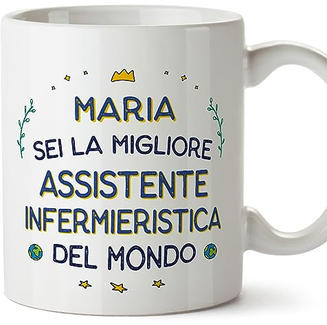 MUGFFINS Tazas Personalizadas para AUXILIAR DE ENFERMERÍA mujer - En Italiano - Migliore del Mondo - 11 oz / 330 ml - Regalo Personalizable original y divertido