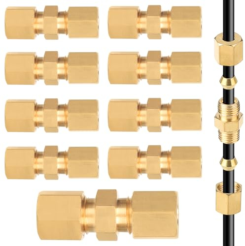 EFUTURETIME 10 x Connettore Linea Freno 4,75 mm, 3/16 Raccordo Tubo Freno in Rame Nichelato