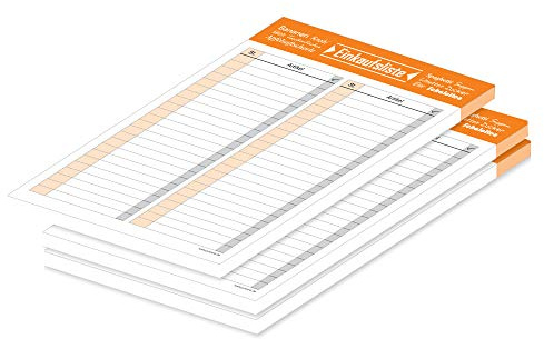 PRICARO Einkaufsliste Typo, magnetisch, orange, A5, 50 Blatt, 3 Stück