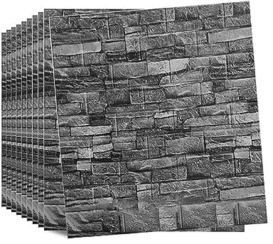 Snewvie 10PCS 3D Wall Panels 70×77cm Brick Wallpaper Self Adhesive DIY Stickers Waterproof PE Foam Tiles for Bedroom Kitchen Living Room Bathroom Home