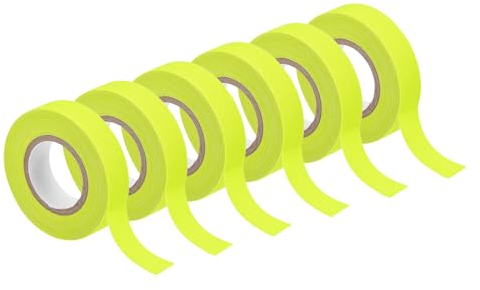 sourcing map 6 Rollen Neon-Gaffa-Klebeband, 0,6 Zoll x 32,8 ft Leuchtendes Klebeband fluoreszierendes Klebeband für Party- und Heimdekoration, Gelb