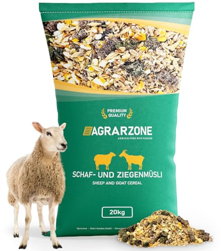 Agrarzone Mangime per pecore e capre muesli 20 kg - Muesli senza OGM, con cicli di pulizia ripetuti anti-polvere - Per la salute e la vitalità di pecore e capre