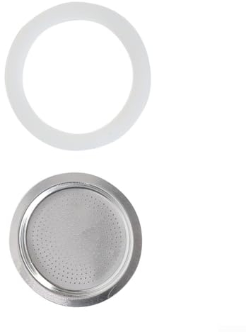 EasyByMall Guarnizioni in gomma/anelli+filtro, guarnizione di ricambio, per caffettiera espressa, moka, in silicone, per pentole Express (2 tazze + setaccio)