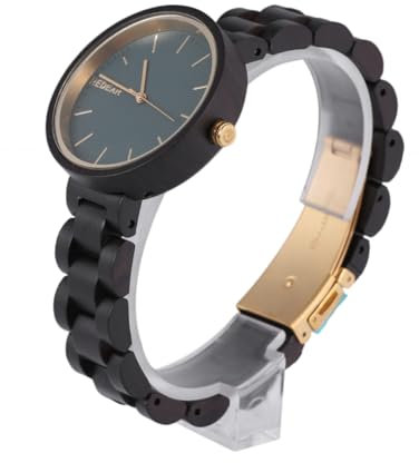 LIFKOME Reloj De Madera para Mujer Reloj De Pulsera De Ébano para Mujer Pulsera De Madera Ligero Cómodo
