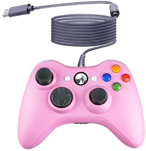 OSTENT Mando con cable USB Gamepad Joystick para Microsoft Xbox 360 Consola Windows PC Ordenador Portátil Videojuegos Color Rosa