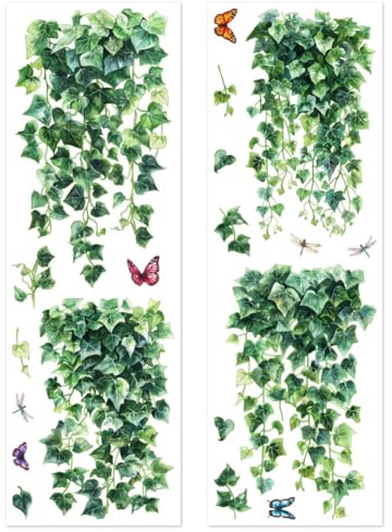 Peacoblue Ranken Fensterbilder Selbstklebend 30cm x 90cm, 2 Blätter mit 19 Rankenmustern, dekorative abnehmbare Fenster Aufkleber Dekol für Zuhause und Büro