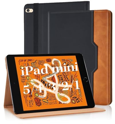 Vkooer Case for iPad Mini 5th Generation 2019 7.9 inch - iPad Mini 4/3/2/1 /1 PU Leather Folio Flip Cover Multi-Angle Viewing Smart Stand Cover with Pocket Auto Wake/Sleep - Black