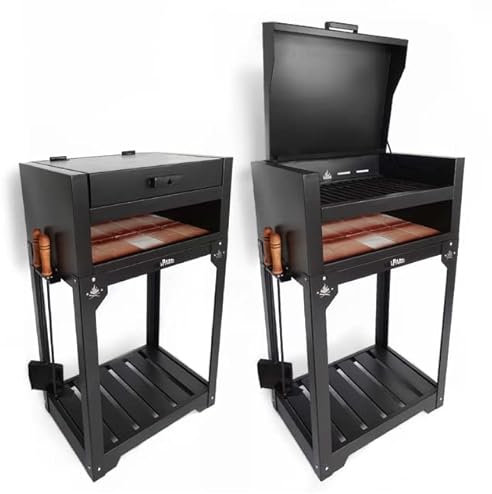 Parrilla Barbacoa Balconera de Carbon Premium Argentino Con Pala y Atizador y Funda incluidos Uso Exterior para Balcon Terraza Espacios Chicos 120x70x50 cm