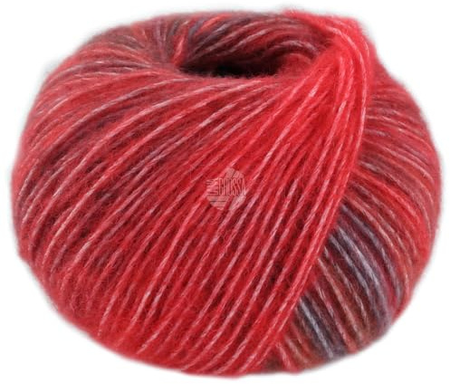 LANA GROSSA Picasso | Soffilo mit 36% Baby Alpaka, 36% Schurwolle (Merino extrafine), 28% Polyamid und interessantem Farbeffekt |50g Wolle zum Stricken & Häkeln | 210m Garn FB 12