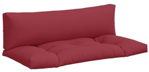 vidaXL Palettenkissen 2-TLG., Palettenpolster für Europaletten, Palettensofa Kissen Indoor Outdoor, Palettenauflage Sitzkissen Rückenkissen, Weinrot Stoff