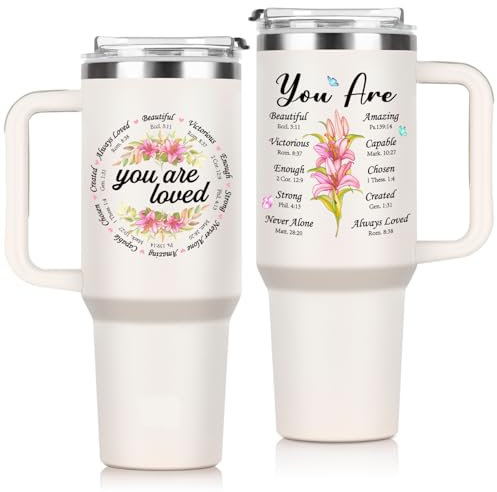 CheriGift Christian Gifts for Women, 40oz Stainless Steel Water Bottle with Straw, 1180ml Religious, Spiritual Inspirational Gifts for Women