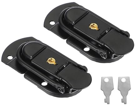 PATIKIL Suitcase Lock Hasp 2.64 x 1.34, 2Pcs Metal Iron Toggle Catch Latch with Key for Jewelry Box Wooden Case Toolbox Briefcases Luggage, Black