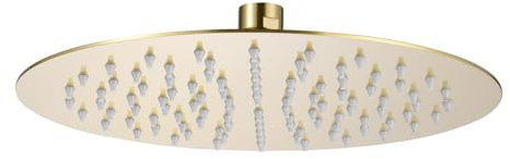 Nes Home Round Brushed Brass Bathroom Rainfall Overhead Slim Shower Head