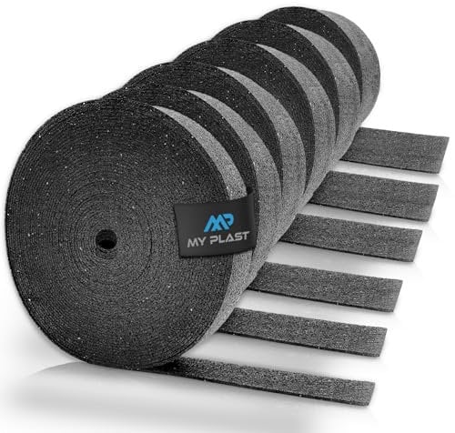 Terrassenpads Rollen 20 Meter -[ 1 Rolle - 20 Meter x 80 mm x 3mm ]- Stärken 3mm 6mm 8mm 10mm 20mm | Unterleger aus Gummigranulat | Stabile Bautenschutz-Matte | Unterlage für WPC, Balkon | Stelzlager