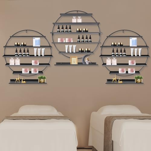 Shiyinge 5-Etagen Runde Nagellack Wandhalterung Nagelsalon Lagerung Rack Display Stand Wandregal NagellackstäNder Metall Regal Aufbewahrung StäNder Aufbewahrungsregal Wand Organizer Halter (Schwarz)