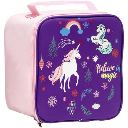 KEAIDUO Bolsas de almuerzo para niños, lonchera reutilizable con aislamiento, bolsa de almuerzo para niños, bolsas térmicas (unicornio morado)