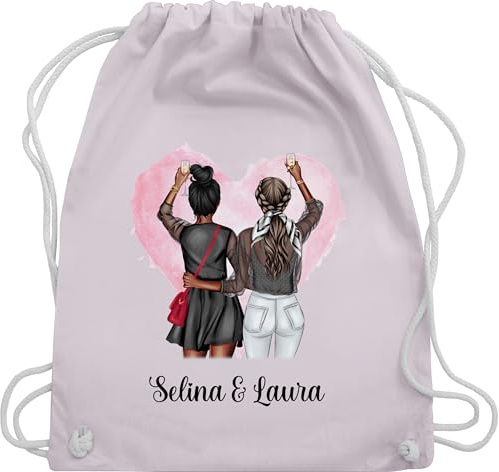 Turnbeutel Rucksack - Beste Freundinnen | BFF | Geschenk für beste Freundin Geschenkidee | Freundschaft Freundin - Unisize - Pastell Rosa - tasche partner sektgläser personalisierte