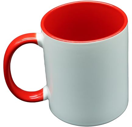 Sublimation Mugs 11 Oz, Red Inner & Handle - Premium Coffee Cups for Heat Press Projects - Versatile Coffee Mug Design Ideal for Personalized Creations, 1 Piece Set