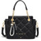 Cnoles Elegant Gesteppte Damenhandtasche, Kunstleder mit Goldkette, Perlenanhänger & Schulterriemen Designer-Handtaschen (schwarz)